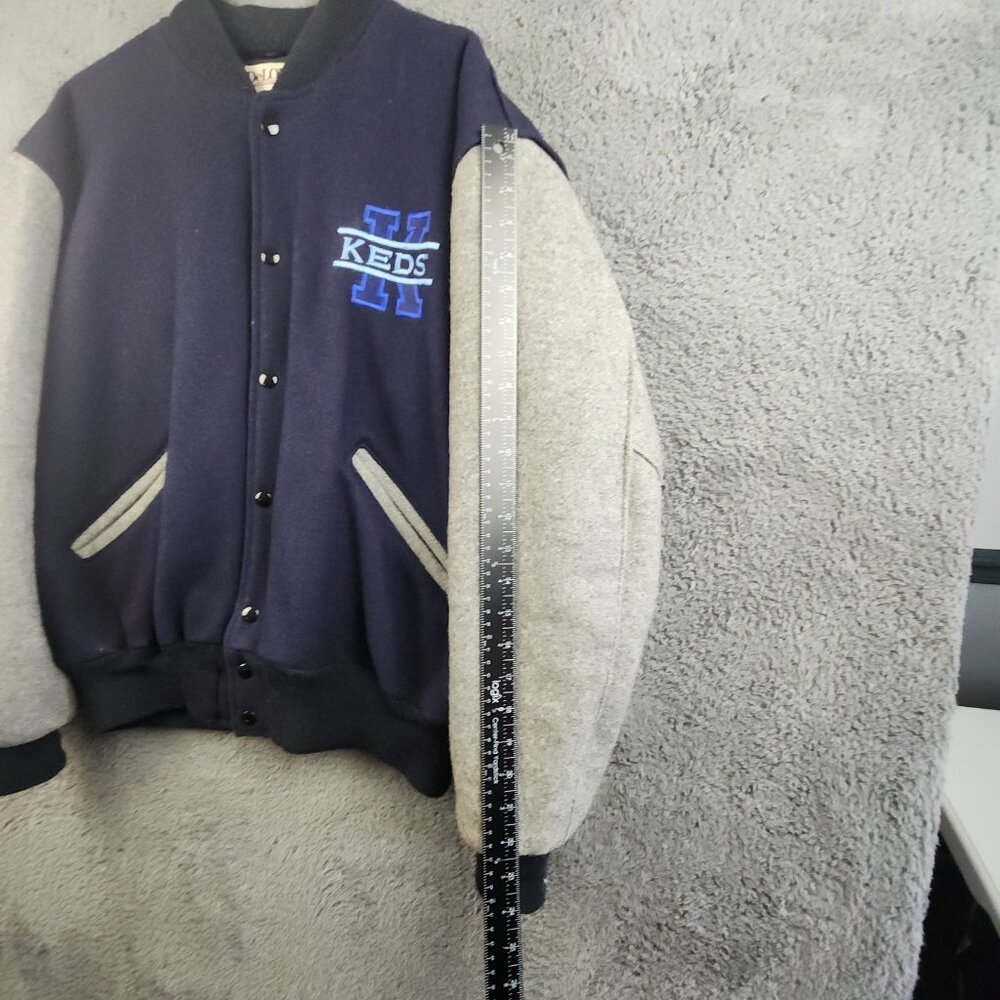 Vintage Bomber Varsity Jacket Men's Large Two Toned Wool 90's Quilted Gorpcore - Picture 8 of 14